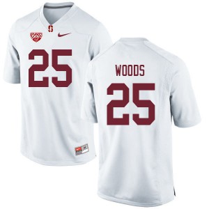 Men's Stanford University #25 Justus Woods White Embroidery Jersey 583771-600