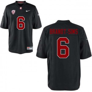 Mens Stanford University #6 Isaiah Brandt-Sims Black Embroidery Jerseys 210819-255