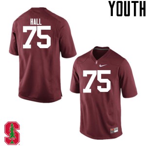 Youth Stanford #75 A.T. Hall Cardinal Embroidery Jersey 139439-341