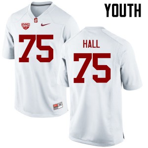 Youth Stanford Cardinal #75 A.T. Hall White College Jersey 888148-896