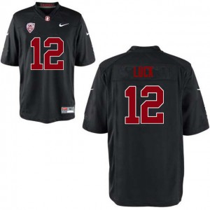 Men Stanford Cardinal #12 Andrew Luck Black Embroidery Jersey 617052-655