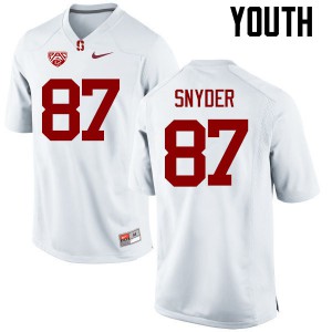 Youth Stanford University #87 Ben Snyder White Player Jersey 803162-578