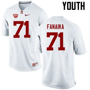 Youth Stanford #71 Brandon Fanaika White Football Jersey 333786-293