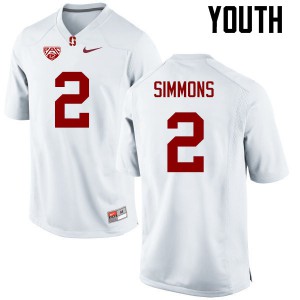 Youth Stanford #2 Brandon Simmons White NCAA Jersey 782301-563
