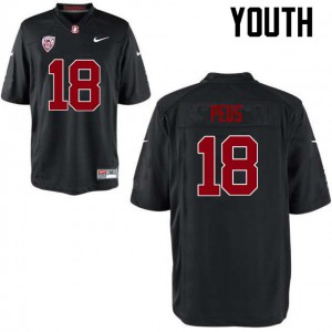 Youth Stanford Cardinal #18 Brent Peus Black Football Jersey 153548-520