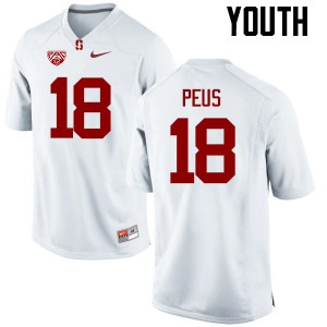 Youth Stanford University #18 Brent Peus White Official Jersey 617484-330