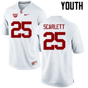 Youth Stanford Cardinal #25 Cameron Scarlett White Stitched Jerseys 146356-327