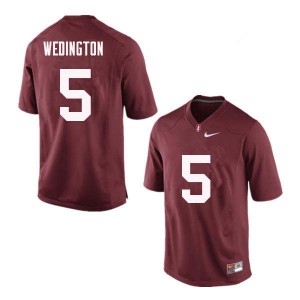 Mens Stanford Cardinal #5 Connor Wedington Red College Jersey 443155-405