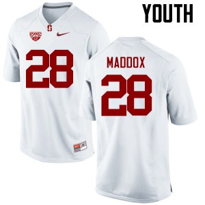 Youth Stanford Cardinal #28 Dorian Maddox White Official Jersey 502388-153