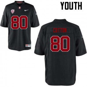 Youth Stanford Cardinal #80 Eric Cotton Black Official Jersey 210143-725
