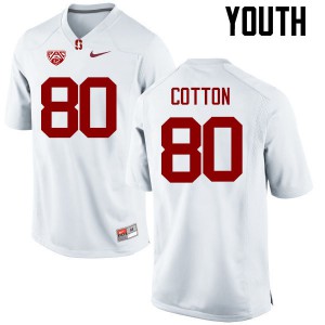 Youth Stanford Cardinal #80 Eric Cotton White High School Jerseys 356404-413