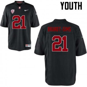 Youth Stanford University #21 Isaiah Brandt-Sims Black NCAA Jersey 992929-516