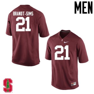 Mens Stanford #21 Isaiah Brandt-Sims Cardinal Player Jersey 748147-178