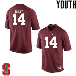 Youth Stanford Cardinal #14 Jake Bailey Cardinal Embroidery Jersey 351424-268