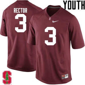 Youth Stanford Cardinal #3 Michael Rector Cardinal Stitch Jersey 120750-499