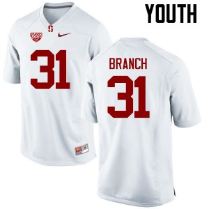 Youth Stanford #31 Mustafa Branch White Embroidery Jersey 318357-535