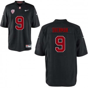 Men's Stanford University #9 Richard Sherman Black Stitched Jersey 408890-894