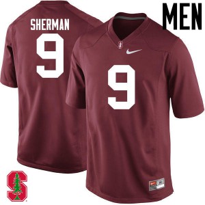Mens Stanford #9 Richard Sherman Cardinal University Jerseys 281182-798