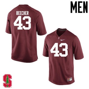 Men Stanford #43 Ryan Beecher Cardinal Stitch Jerseys 246170-302