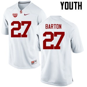 Youth Stanford #27 Sean Barton White Official Jerseys 704374-702