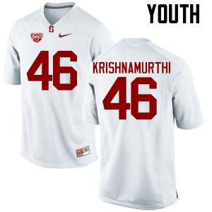 Youth Stanford Cardinal #46 Sidhart Krishnamurthi White University Jerseys 351338-965