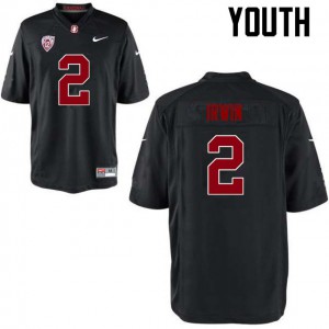 Youth Stanford University #2 Trent Irwin Black Embroidery Jersey 276790-549