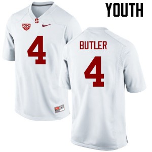 Youth Stanford University #4 Treyjohn Butler White Official Jerseys 986022-639