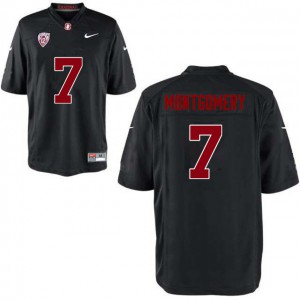 Mens Stanford University #7 Ty Montgomery Black Embroidery Jersey 334030-878