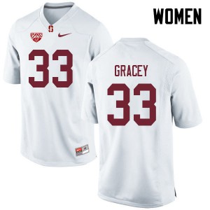 Women's Stanford University #33 Alex Gracey White Stitch Jersey 444249-473