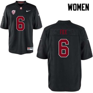 Women's Stanford #6 Andres Fox Black College Jerseys 971119-482