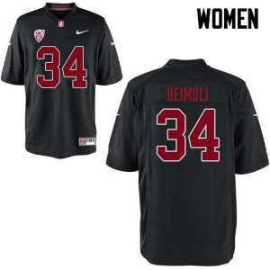 Womens Stanford University #34 Houston Heimuli Black NCAA Jerseys 617921-111