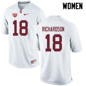 Women's Stanford University #18 Jack Richardson White Football Jerseys 285896-354