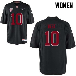Women Stanford #10 Jack West Black University Jerseys 941585-134