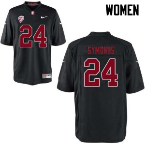 Women Stanford Cardinal #24 Jay Symonds Black Embroidery Jersey 986191-469