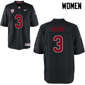 Women Stanford #3 Malik Antoine Black Football Jersey 824114-761