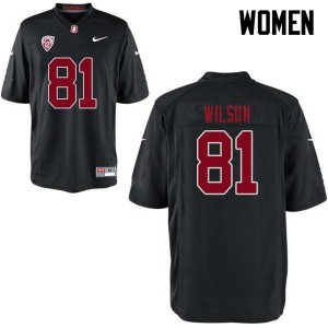 Women Stanford University #81 Michael Wilson Black Embroidery Jerseys 810385-588