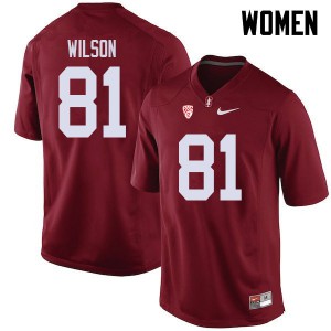 Women's Stanford University #81 Michael Wilson Cardinal Official Jerseys 107826-185