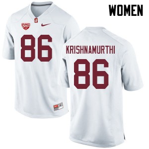 Women Stanford Cardinal #86 Sidhart Krishnamurthi White Stitch Jersey 451391-737