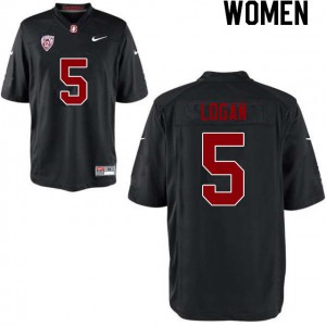 Womens Stanford #5 Donjae Logan Black Official Jerseys 820477-707