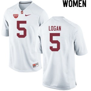 Womens Stanford #5 Donjae Logan White University Jersey 965081-878