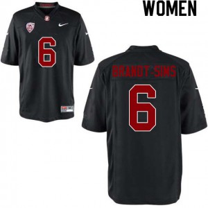 Women Stanford Cardinal #6 Isaiah Brandt-Sims Black NCAA Jerseys 174551-545