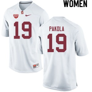 Women's Stanford University #19 Joshua Pakola White Alumni Jerseys 496447-705