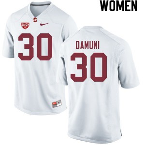 Women's Stanford #30 Levani Damuni White Official Jerseys 848419-446