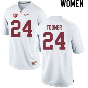 Womens Stanford #24 Nicolas Toomer White Player Jerseys 176184-375