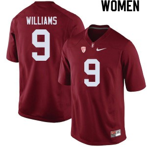 Womens Stanford #9 Noah Williams Cardinal Embroidery Jerseys 410104-646