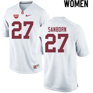 Womens Stanford Cardinal #27 Ryan Sanborn White Football Jersey 639244-791