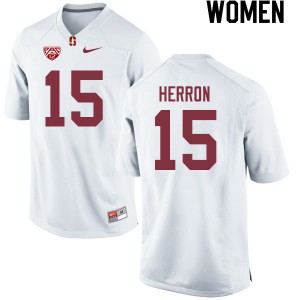 Womens Stanford University #15 Stephen Herron White NCAA Jersey 202995-451