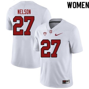 Women Stanford #27 Beau Nelson White College Jerseys 897512-582