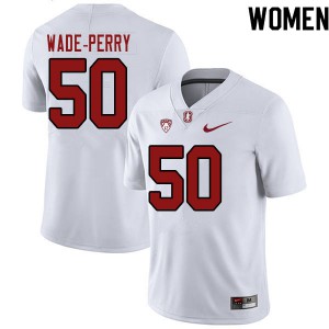 Womens Stanford #50 Dalyn Wade-Perry White Football Jersey 455952-870