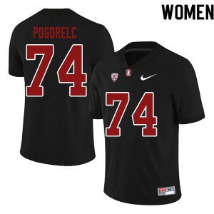 Women's Stanford #74 James Pogorelc Black Football Jerseys 633938-917